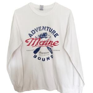 Gildan 2006 White Maine Destination Adventure Bound Long Sleeve Tee Medium